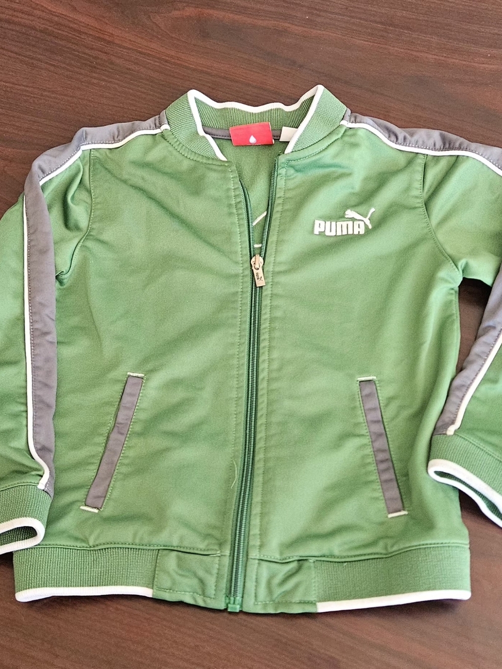 Puma Green Track Jacket with Gray Accents